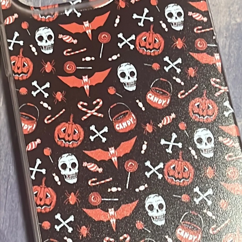 5for$10 iPhone 14 Pro phone case Halloween, Candy, Skulls, Bats Silicone